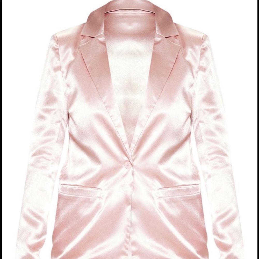 Rose Pink Satin Blazer